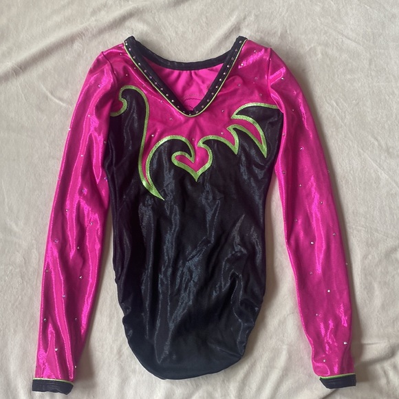 LIKE NEW GK Elite long-sleeve rhinestone gymnastics competition leotard. - Picture 4 of 5